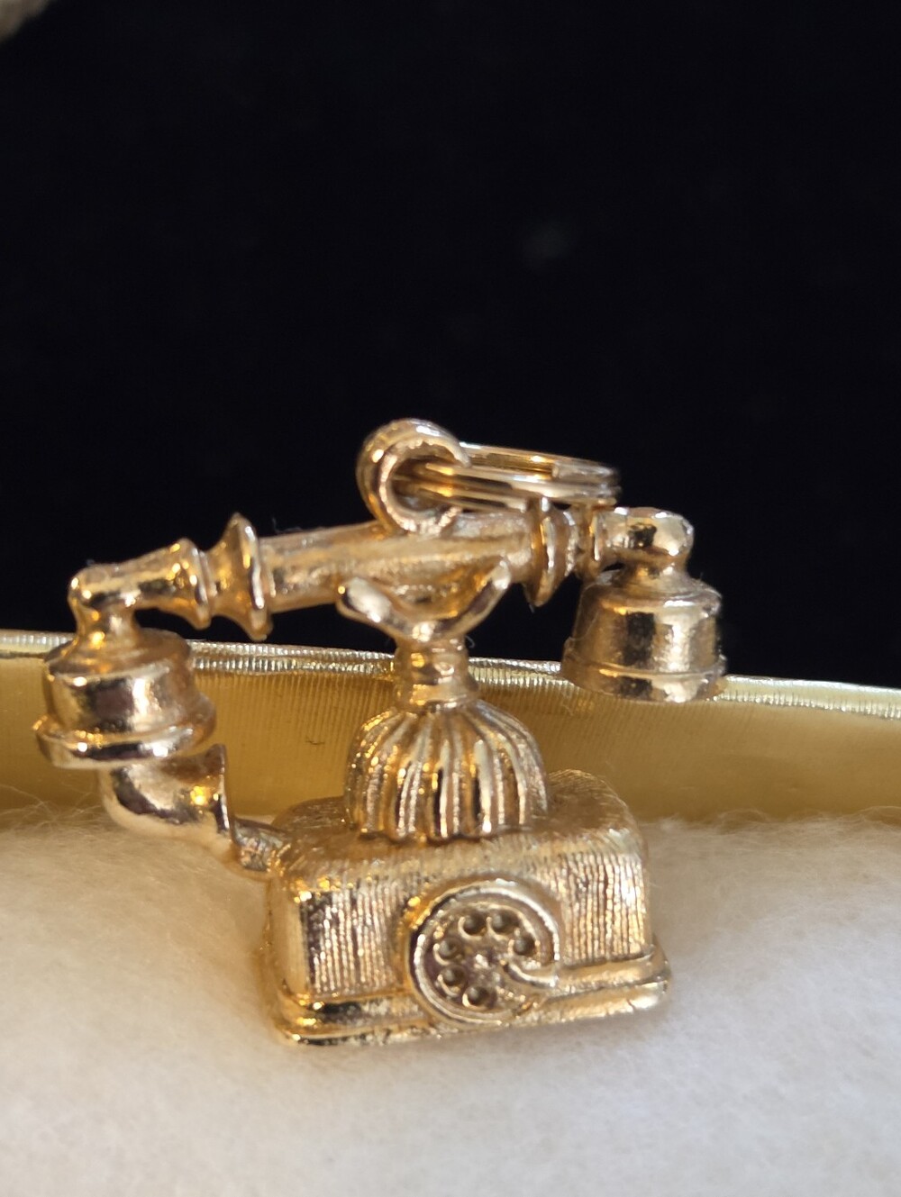 Vintage 70s Avon Gold EP French Phone Charm NOS